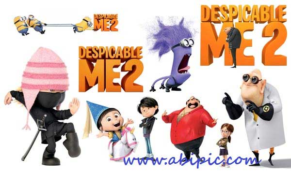 دانلود طرح لایه باز تمام شخصیت های کارتون PSD Cliparts Despicable Me 2