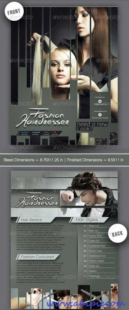 دانلود طرح لایه باز پوستر مخصوص آرایشگاه سری 3 Hair Salons Flyer Template