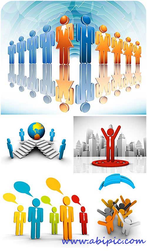 دانلود وکتور آدمک های 3 بعدی شغلی تجاری 3D business people vector