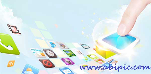 دانلود سورس لایه باز آیکون ها در حال پرواز PSD Source - Flying Icons