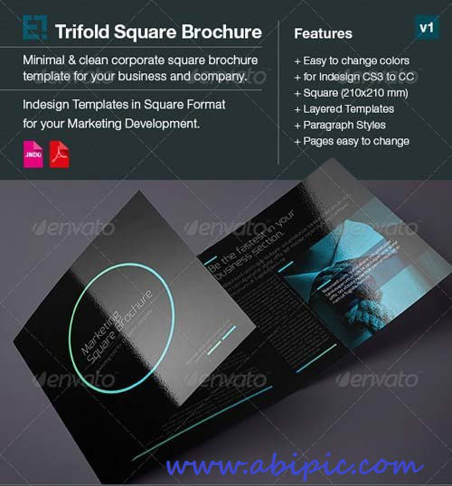 دانلود بروشور سه لت Square Trifold Brochure DoubleInk