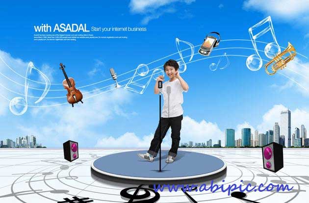 دانلود طرح لایه باز موسیقی شماره 2 Children’s music stage PSD