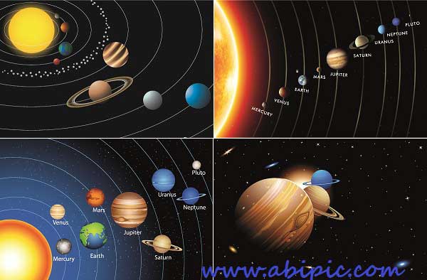 دانلود وکتور منظومه شمسی و سیاره ها Planet in the solar system vector