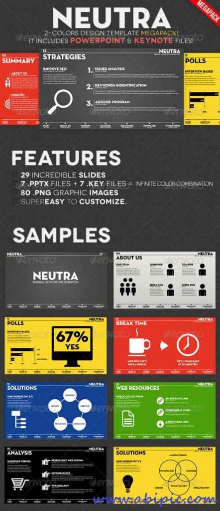 دانلود قالب آماده پاورپوینت شماره 4 Two Colors PowerPoint & Keynote Pack