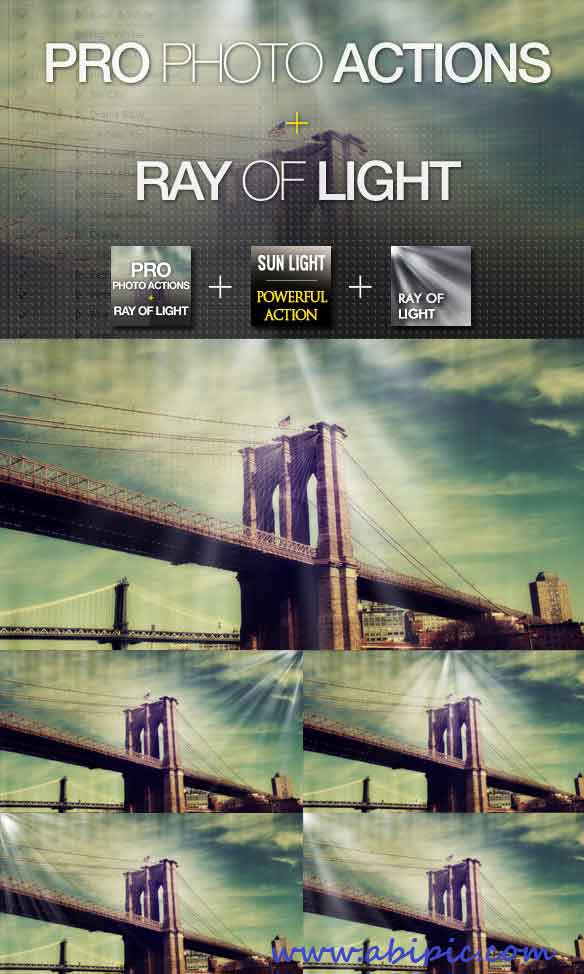 دانلود فیلتر های فتوشاپ پرتوهای نور و نور خورشید PRO Photo Actions+Ray of Light