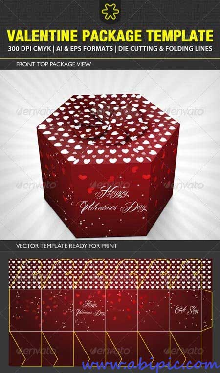 دانلود وکتور طرح جعه کادو و هدیه Valentine Package Template