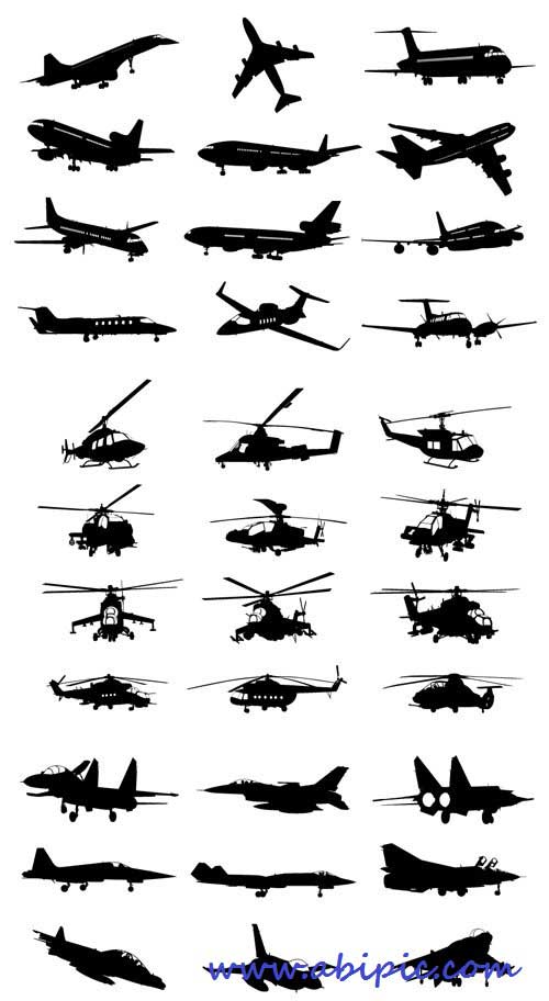 دانلود وکتور هواپیماهای مسافربری و نظامی Vector Air Military Set