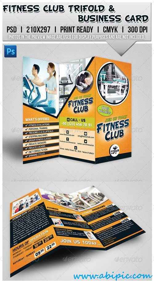 دانلود بروشور سه لت باشگاه های بدنسازی Fitness Club Trifold Brochure