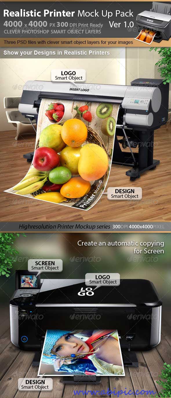 دانلود موک آپ و پیش نمایش پرینتر و پلاتر Printer & Plotter Mockup