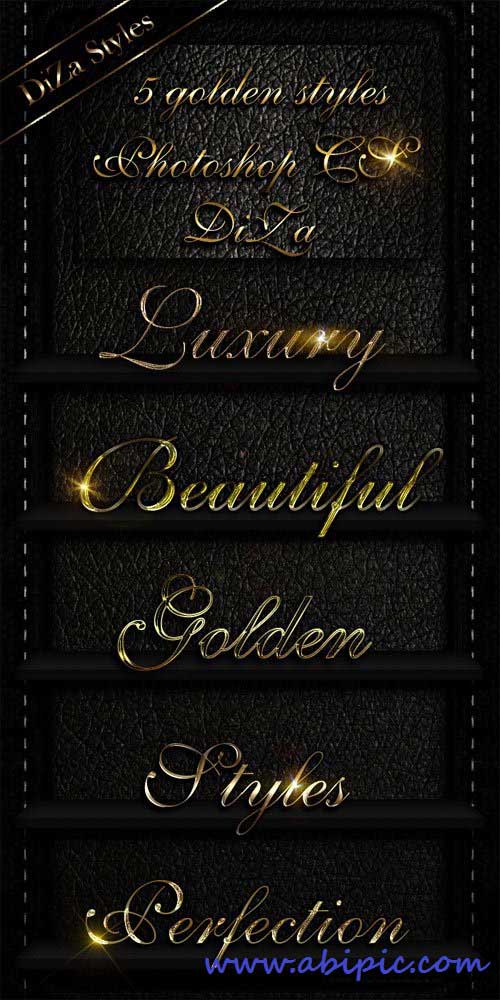 دانلود افکت متن فتوشاپ طلایی golden Photoshop styles
