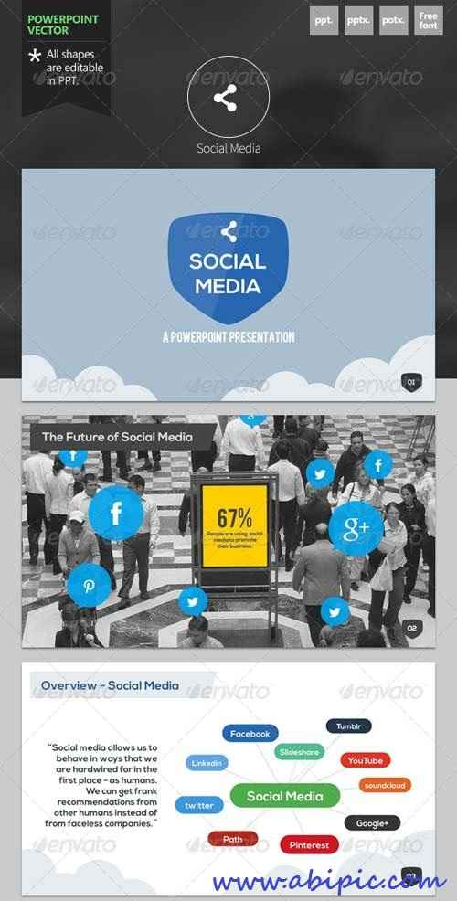 دانلود قالب آماده پاورپوینت شماره 9 Social Media Powerpoint Template