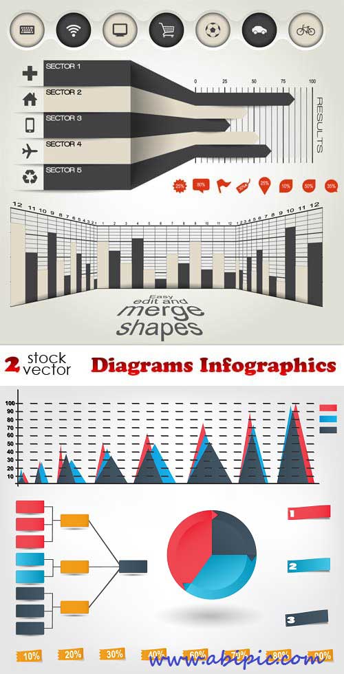 دانلود وکتور نمودارها و دیاگرام ها Vectors Diagrams Infographics