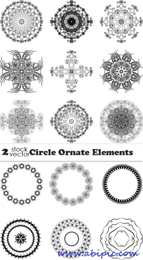 دانلود وکتور طرح های تزئینی دایره ای Vectors Circle Ornament Elements
