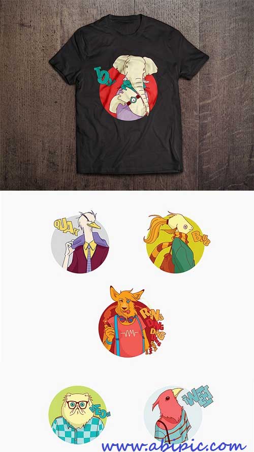 وکتور طرح های هنری زیبا روی تی شرت Vector - Art T-Shirt design