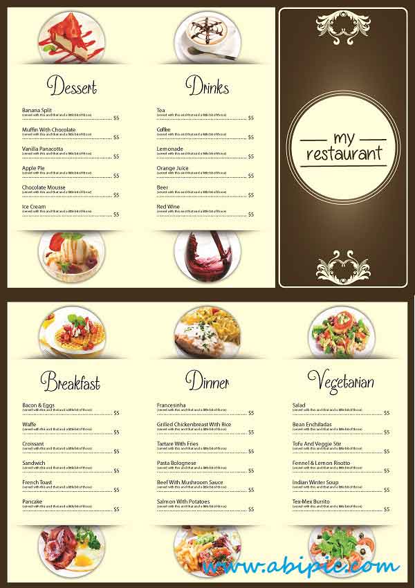 دانلود طرح آماده لایه باز منوی رستوران Restaurant Menu