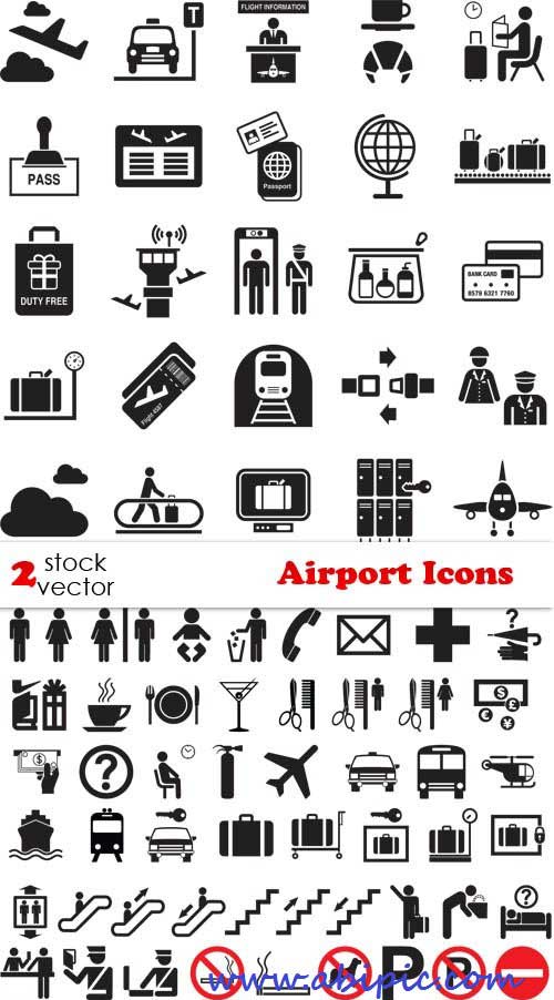 دانلود وکتور آکون و پیکتوگرام های فرودگاه Vectors - Airport Icons