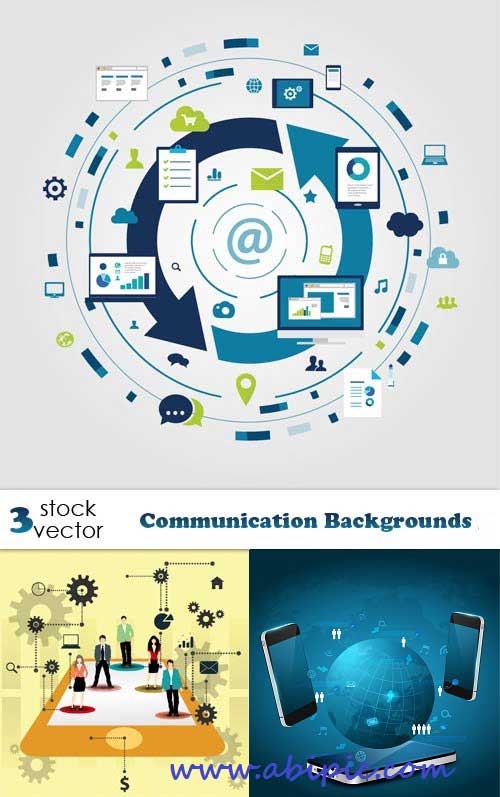 دانلود 3 وکتور بک گراند با موضوع ارتباطات و تکنولوژی Vectors Communication Backgrounds