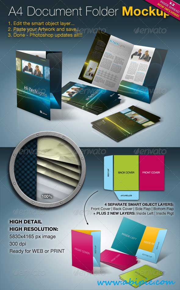 دانلود طرح لایه باز پوشه اسناد A4 Document Folder