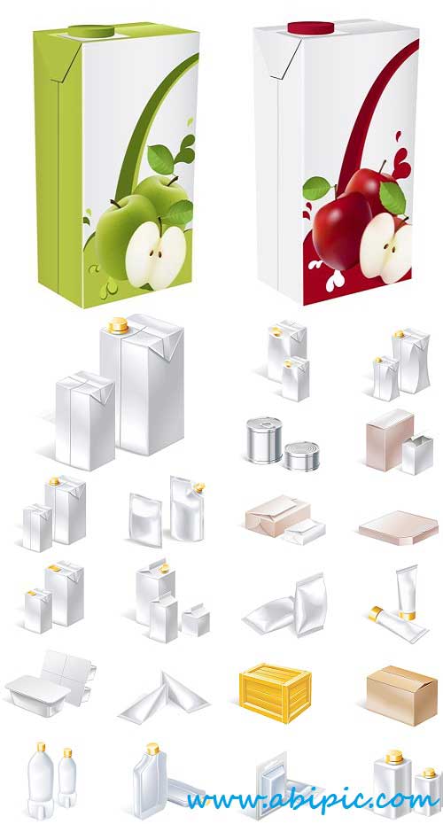 دانلود وکتور طراحی انواع پکیج های بسته بندی مواد غذایی Package Design Vector