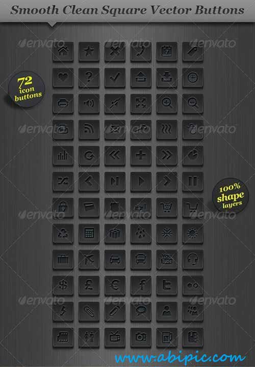 دانلود طرح لایه باز دکمه های سایت سری 10 Dark Square Icon Web Buttons