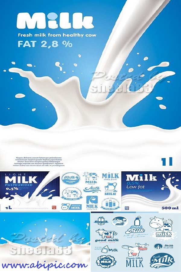 دانلود وکتور لیبل شیر Milk Labels Vector