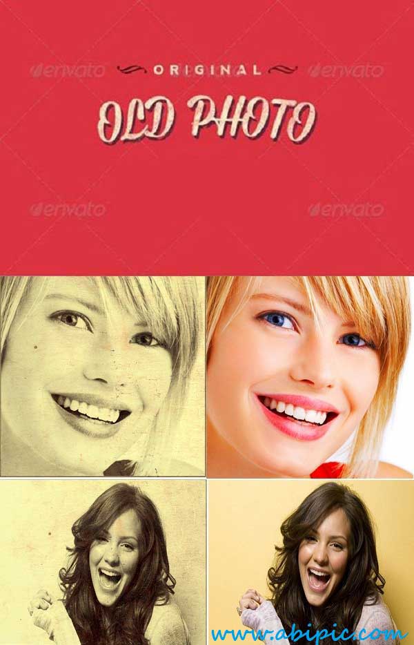 دانلود افکت لایه باز تبدیل عکس به عکس های قدیمی PSD Old Photo
