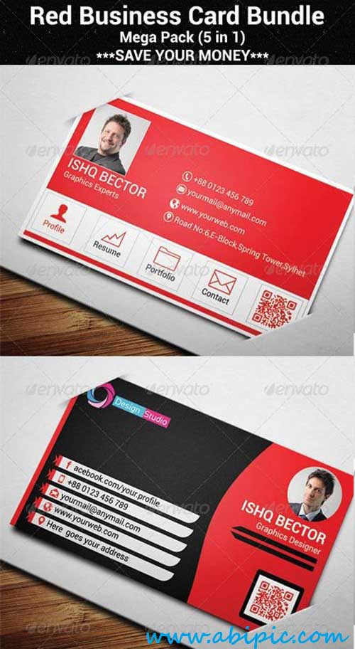 دانلود طرح لایه باز کارت ویزیت شماره 119 Red Business Card