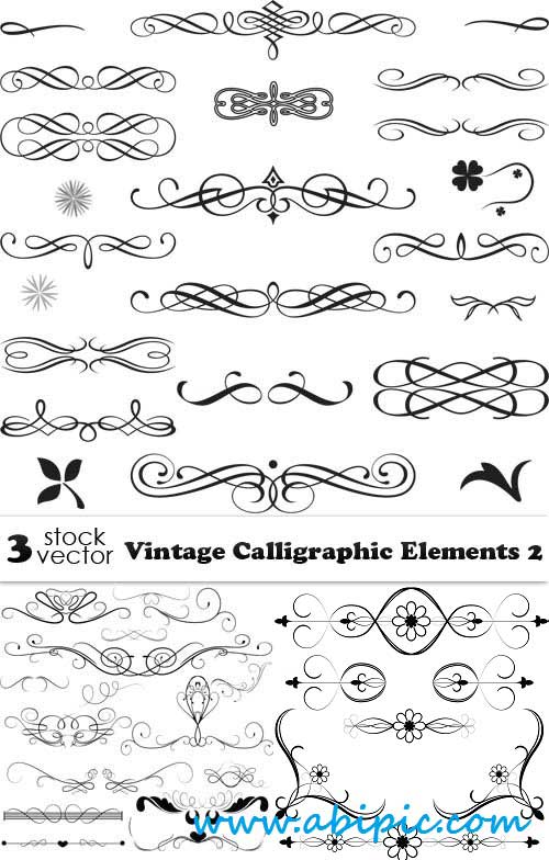 دانلود وکتور عناصر و نقش و نگارهای خطاطی Vectors Vintage Calligraphic Elements
