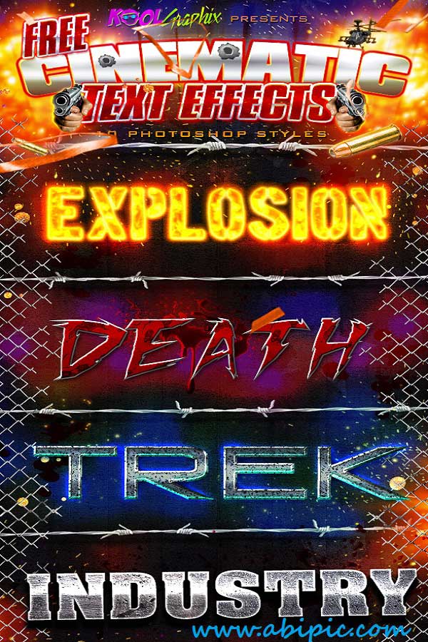 دانلود استایل متن فتوشاپ سینماتیک Cinematic Text Effects Photoshop Styles
