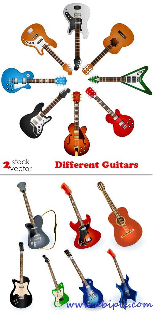دانلود وکتور انواع مختلف گیتار Vectors - Different Guitars