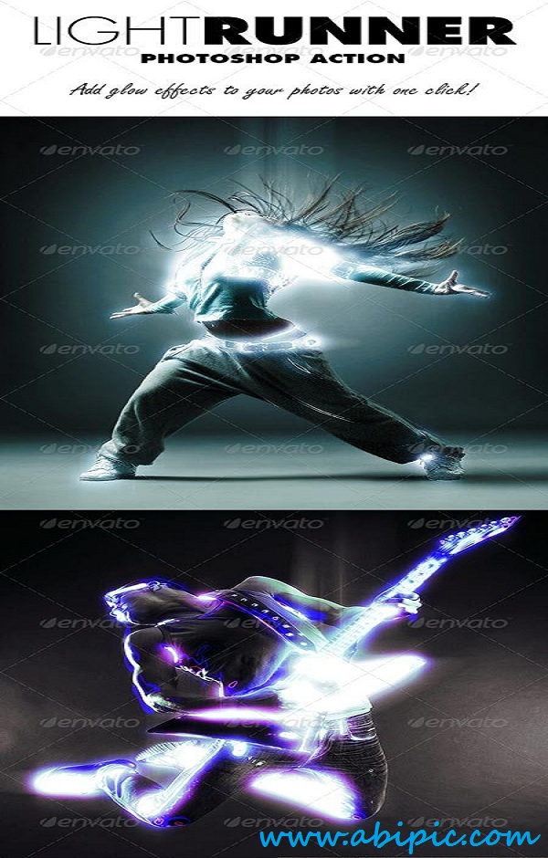 دانلود اکشن ایجاد نورهای درخشان در عکس Light Runner Photoshop Action