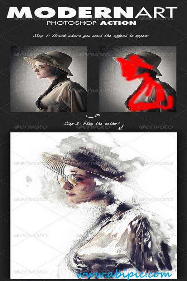 دانلود اکشن بسیار زیبای تبدیل عکس به عکس هنری ModernArt Photoshop Action