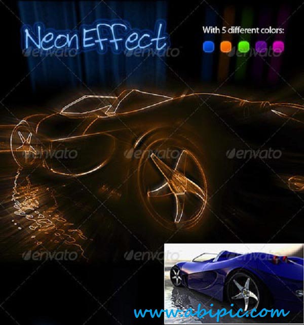 دانلود اکشن ایجاد افکت نوری نئونی در عکس Neon Effect Photoshop Action