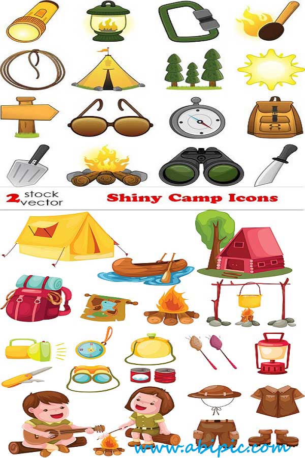 دانلود وکتور آیکون کمپ زدن Vectors Shiny Camp Icons