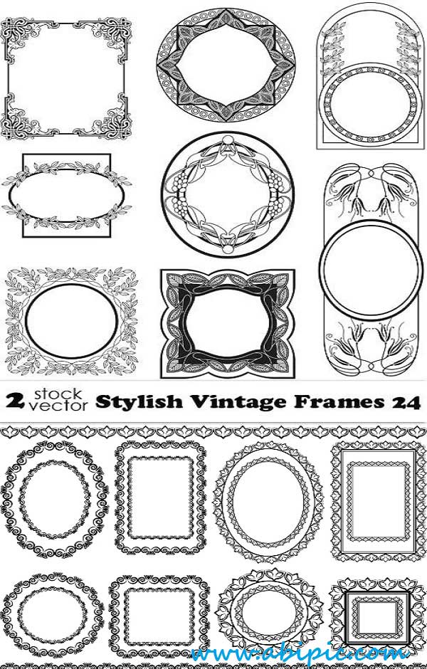 دانلود وکتور کادر و فریم گلدار شماره 6 Vectors Stylish Vintage Frames