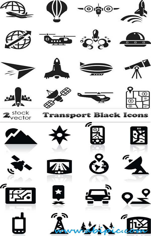 دانلود وکتور آیکون سیاه رنگ حمل و نقل Vectors Transport Black Icons
