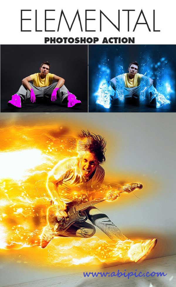دانلود اکشن ایجاد افکت عناصر مختلف نور و آتش در عکس