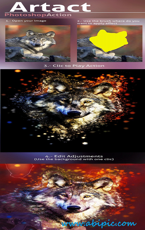 دانلود اکشن ایجاد افکت های انتزائی در تصاویر شماره 4 Artact Photoshop Action