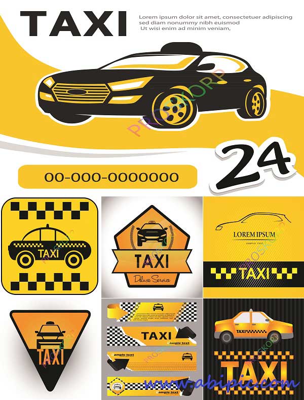 دانلود وکتور تاکسی و علائم آن Stock Vectors Taxi