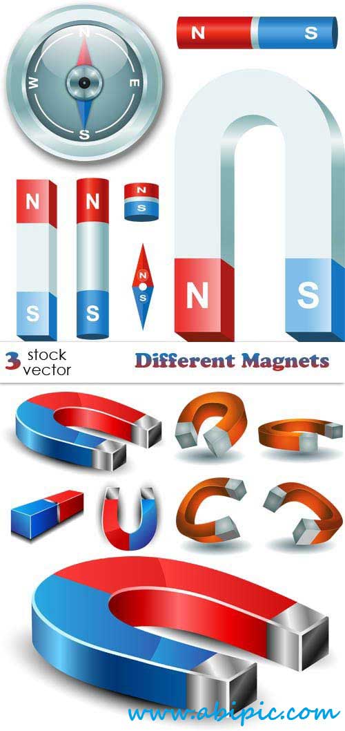 دانلود وکتور انواع مختلف آهنربا Vectors Different Magnets
