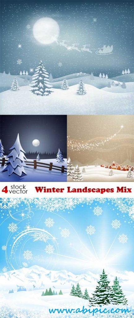 دانلود وکتور بکگراند زمستان Vectors Winter Landscapes