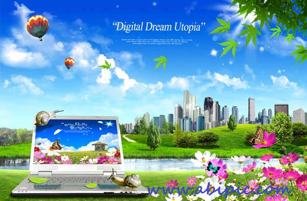 دانلود سورس لایه باز فتوشاپ شماره 66 Digital Dream Utopia Photoshop PSD sources