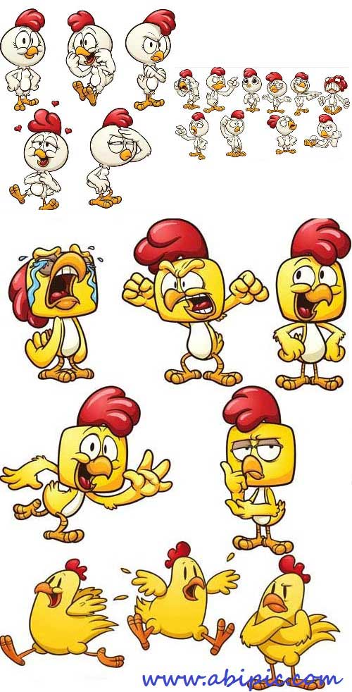 دانلود وکتور کارکتر جوجه در حالت های مختلف شاد و زیبا