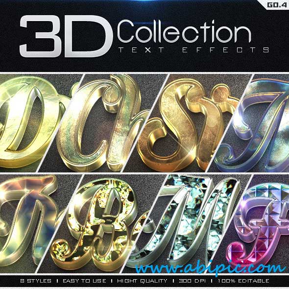 استایل و افکت متن 3 بعدی فتوشاپ 3D Collection Text Effects