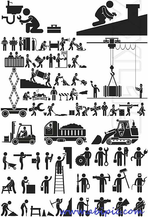 دانلود وکتور آیکون و پیکتوگرام ساخت و ساز و تعمیرات PICTOGRAMS CONSTRUCTION AND REPAIR