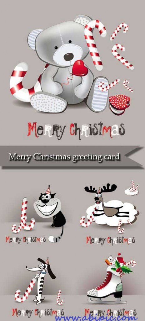 دانلود وکتور کارت تبریک سال نو میلادی Merry Christmas greeting card vector