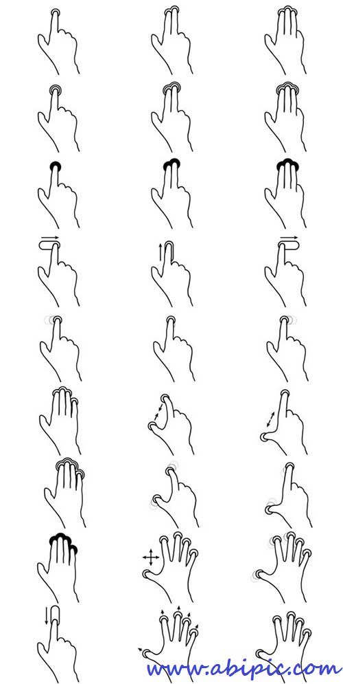 دانلود وکتور و PNG آیکون تاچ و لمس با انگشت Touch Gesture Icons