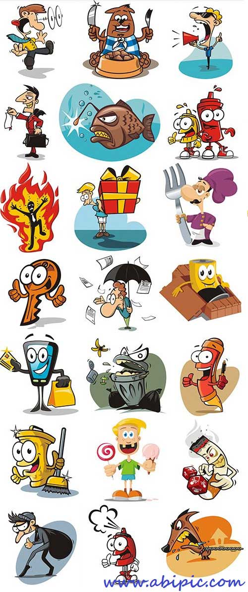دانلود وکتور کارکترها و شخیصت های کارتونی بامزه Funny Cartoon Characters