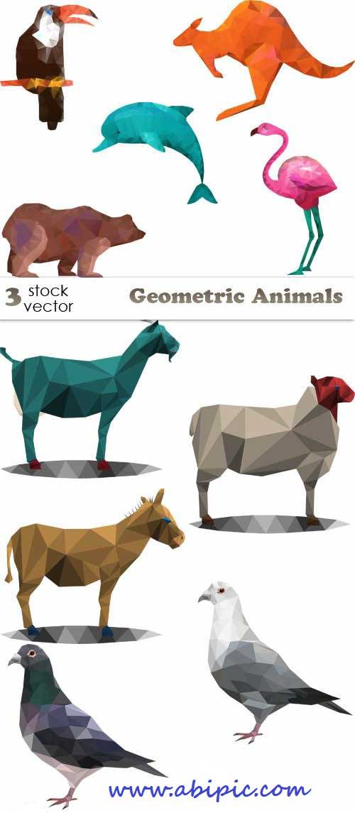 دانلود وکتور تصاویر هندسی و ژئومتریک حیوانات Vectors - Geometric Animals