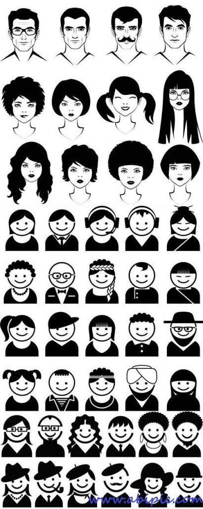 دانلود وکتور آدمک های سیاه برای آواتار Vectors - Black People Avatars